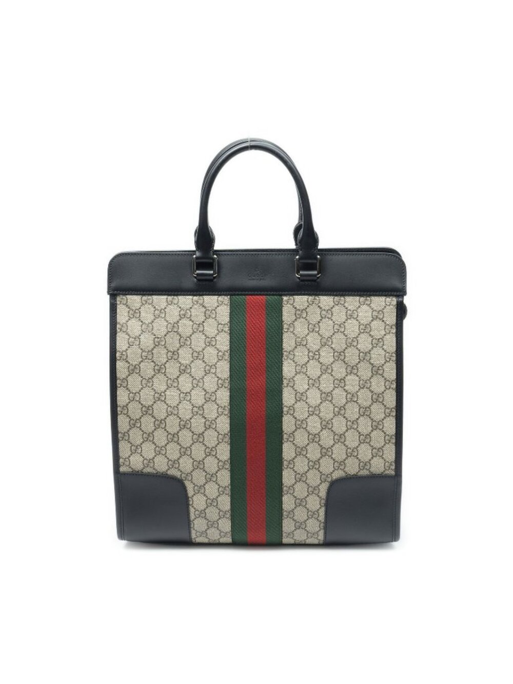 Gucci Web Stripe Tall Tote Bag Beige Black Supreme Canvas
